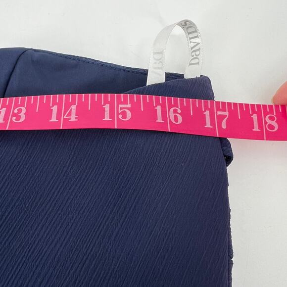 David’s Bridal Marine Navy Blue Dress 10 Strapless Crepe Chiffon Ruched Cascade - Picture 10 of 12